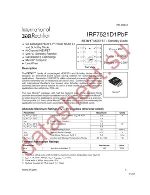 IRF7521D1PBF datasheet  